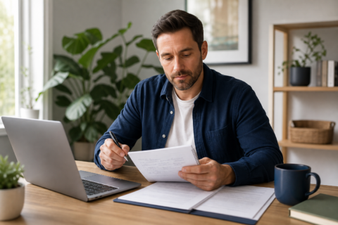 Patient preparing questions for a medical cannabis consultation at home